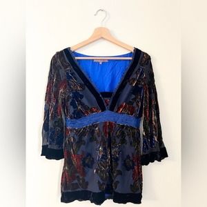 Hale bob blue velvet burnout top moody goth dark academia witchy Johnny was